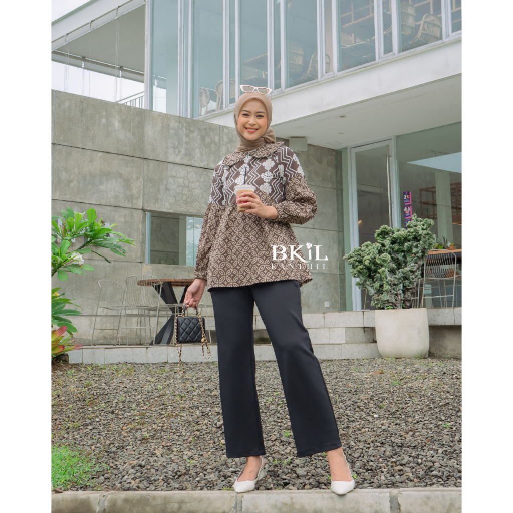 Baju Batik Wanita Modern Atasan Blouse Batik Kerja Kantor Wanita