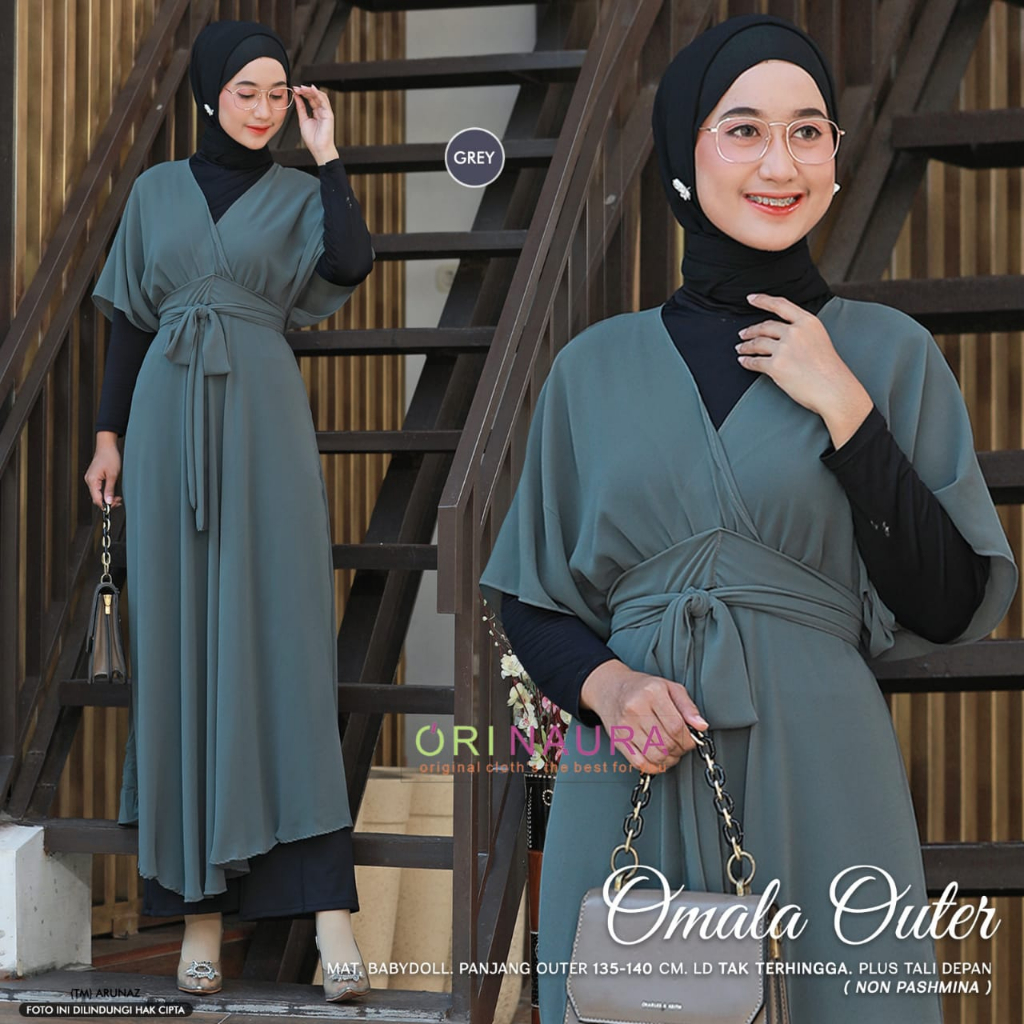 Omala Outer Wanita Ceruty Babydoll Muslim Original Orinaura