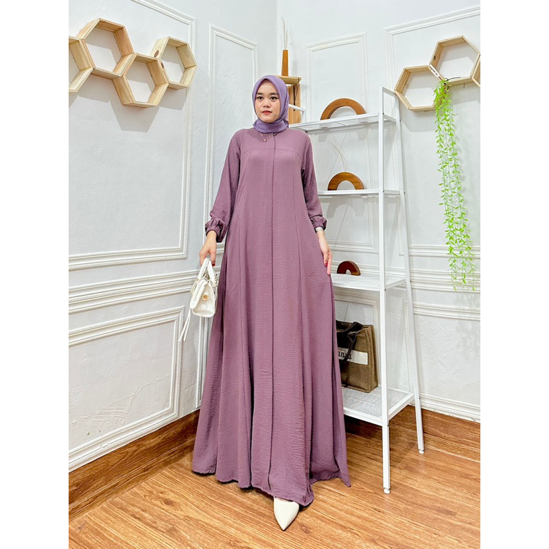 Dress Maryam, Bahan Crinkle airflow premium, LD 100 PB 140