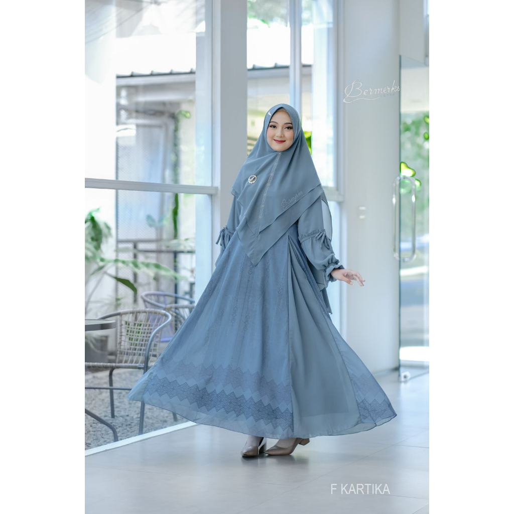 Gamis set Khimar ceruty babydoll Faiza Aisyah Cindi Latina Kinanti Tamara PUTRI ORI bermerks syari polos combi motif pinggiran dress wanita terbaru masa kini update hits