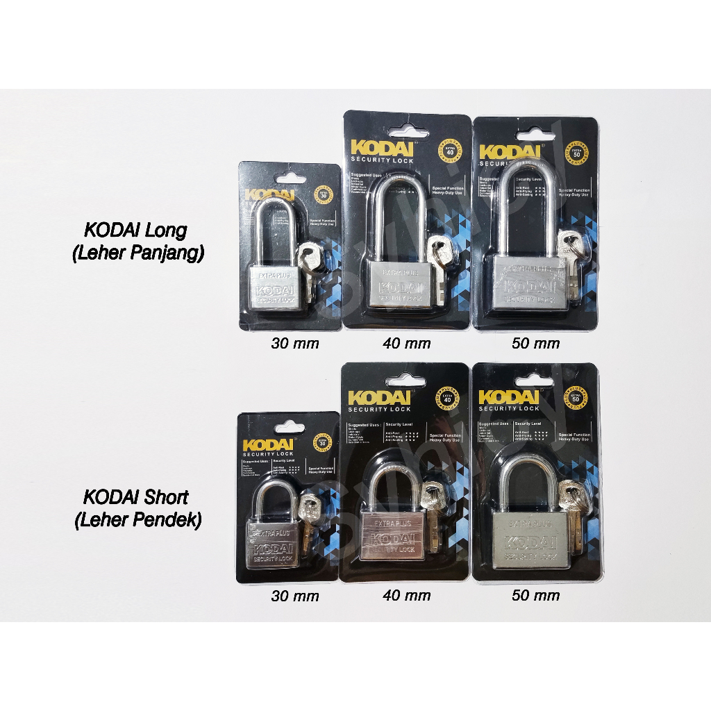 Gembok KODAI 50 mm Leher Pendek Panjang / Padlock Short Long Neck Original