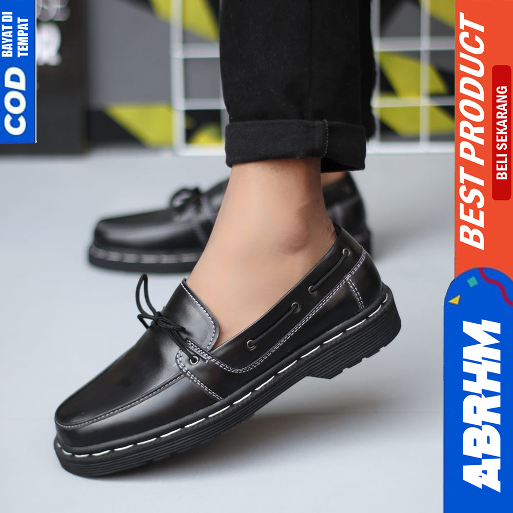 ABRHM Sepatu Formal Loafers Docmart Hitam Casual Kerja Pria