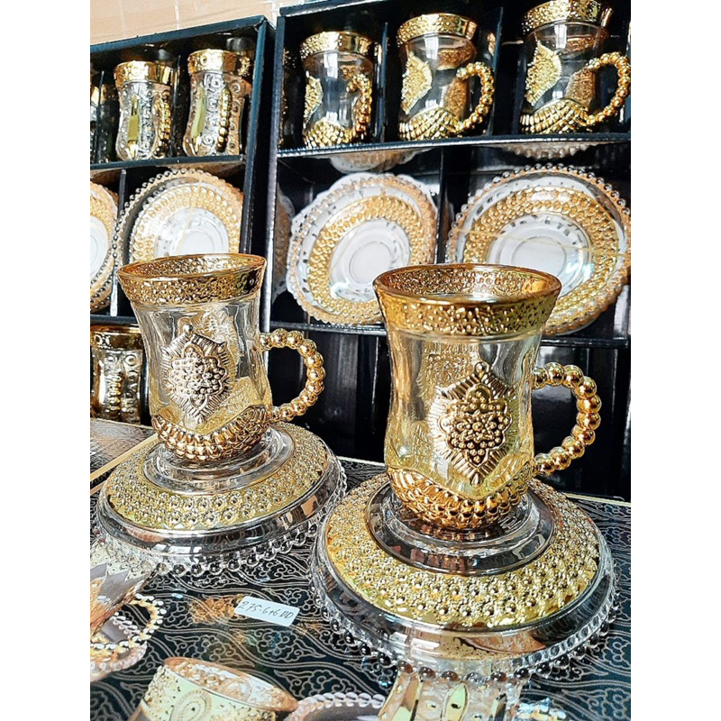 CANGKIR SET TATAK TURKI GOLD MEWAH + EXTRA BUBBLE WRAP