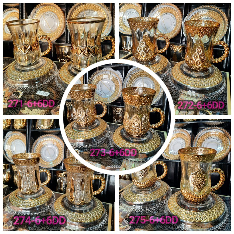 CANGKIR SET TATAK TURKI GOLD MEWAH + EXTRA BUBBLE WRAP