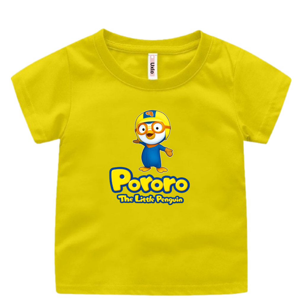 BAJU KAOS PORORO ANAK CEWE COWO MURAH UNISEX UMUR 2 SAMPAI 9 TAHUN UXLO FASHION