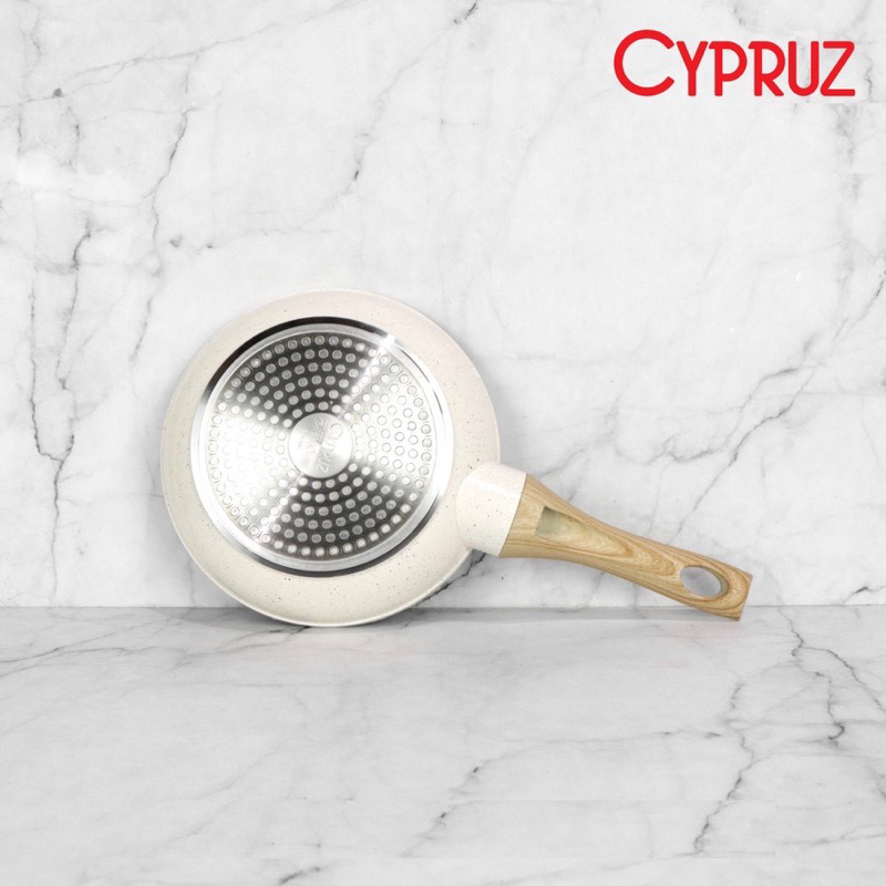 Cypruz White Granite Fry Pan / Wajan Tebal Anti Lengket Frypan white marble White Granite White ceramic keramik penggorrengan