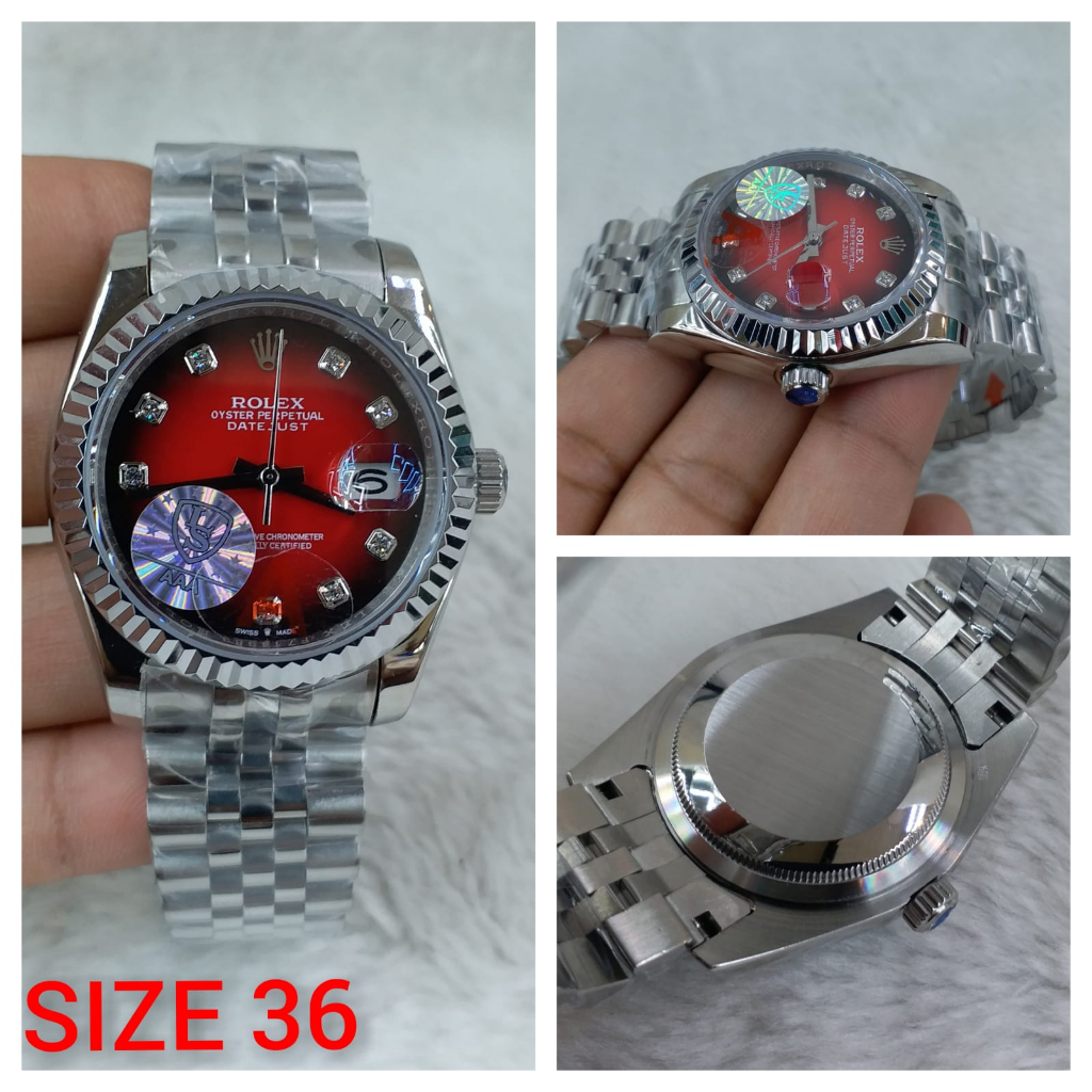 Jam Tangan Rolex Oyster Automatic Original Premium Plat Permata Fullset