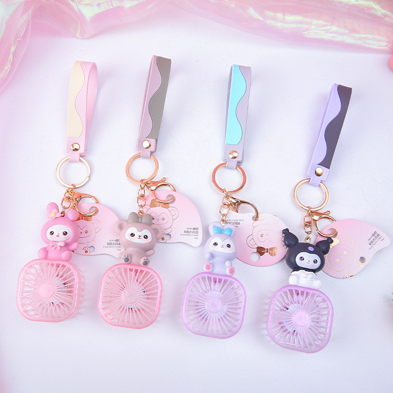 kipas angin mini portable keychain rechargeable KP010 sanrio princess kuromi cinamoroll ariel mini fan gantungan kunci