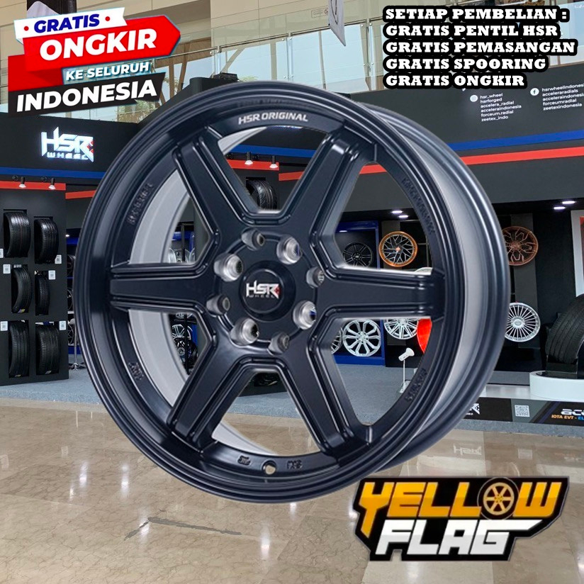 velg mobil hsr original minas ring 16 R16 black - mobilio agya xenia veloz jazz vios bukan te37