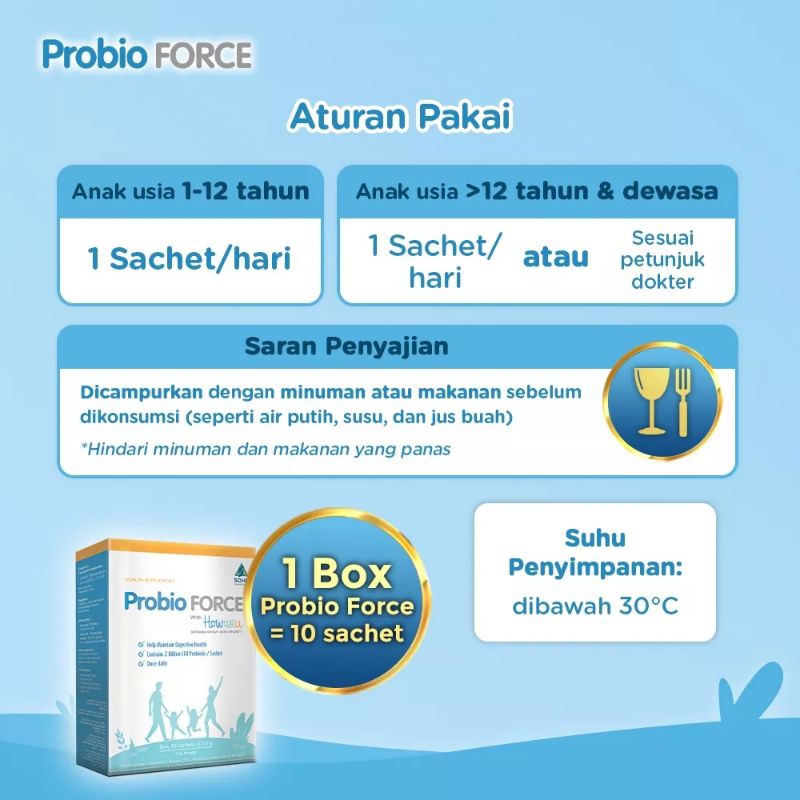 PROBIO FORCE WITH HAWARU 1 SACHET - PROBIOTIK DENGAN BAKTERI BAIK UNTUK KESEHATAN SALURAN CERNA