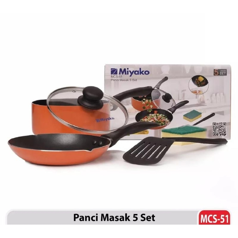 Miyako MCS-51 Panci Teflon Cookware Panci Masak Teflon 5 Pcs Set