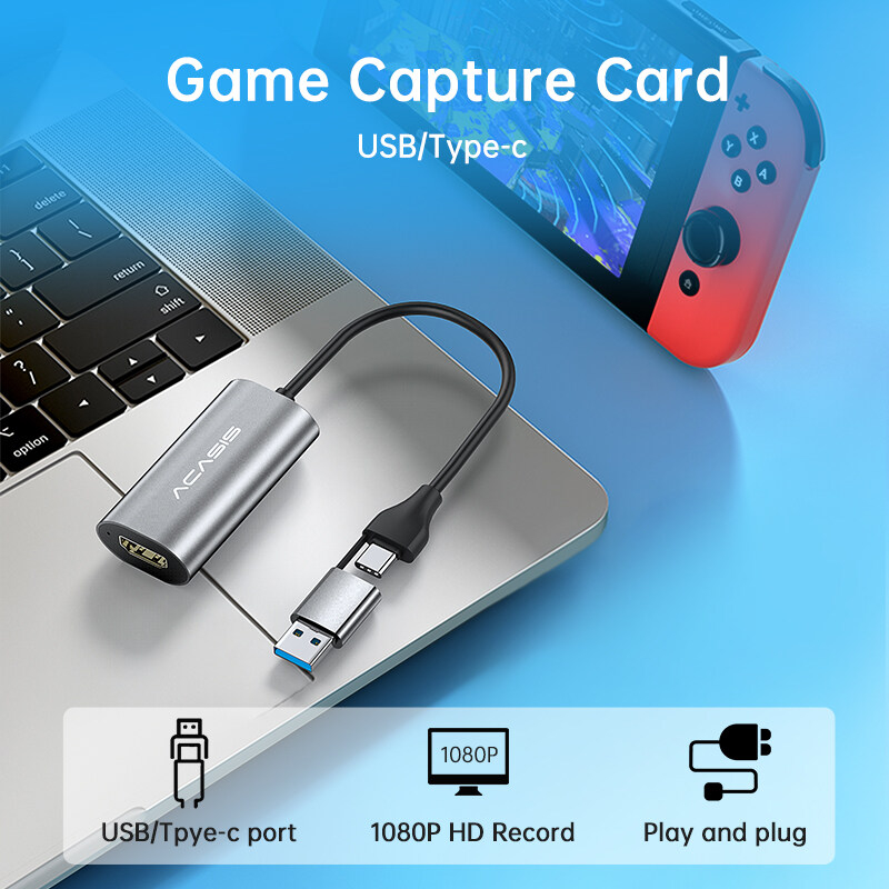 ACASIS Mini HDMI Video Game Capture Card 2in1 USB A+Type C FHD 1080p