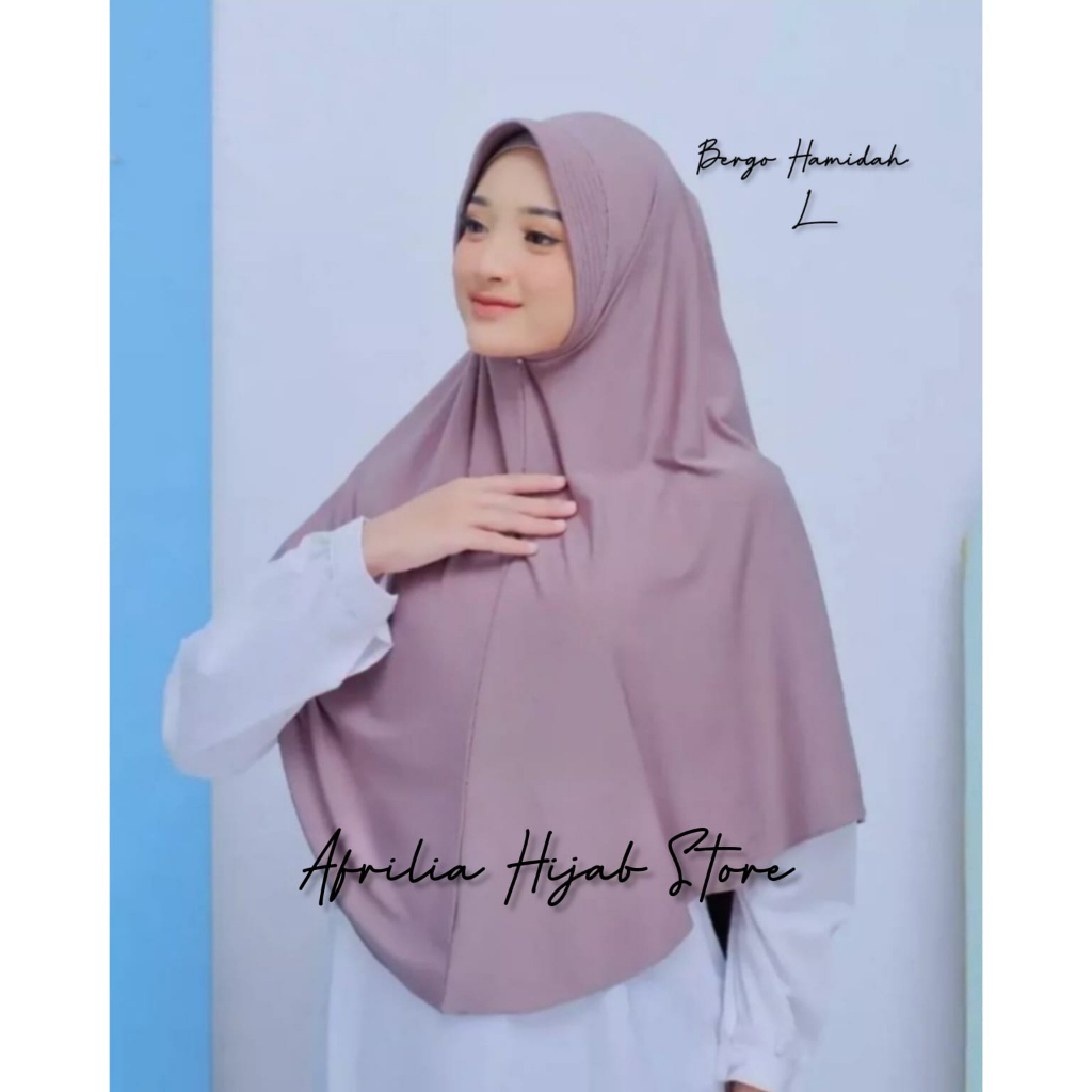 Jilbab Bergo Hamidah Ped Jersey Spandex Premium High Quality// Hijab Hamidah Ped L