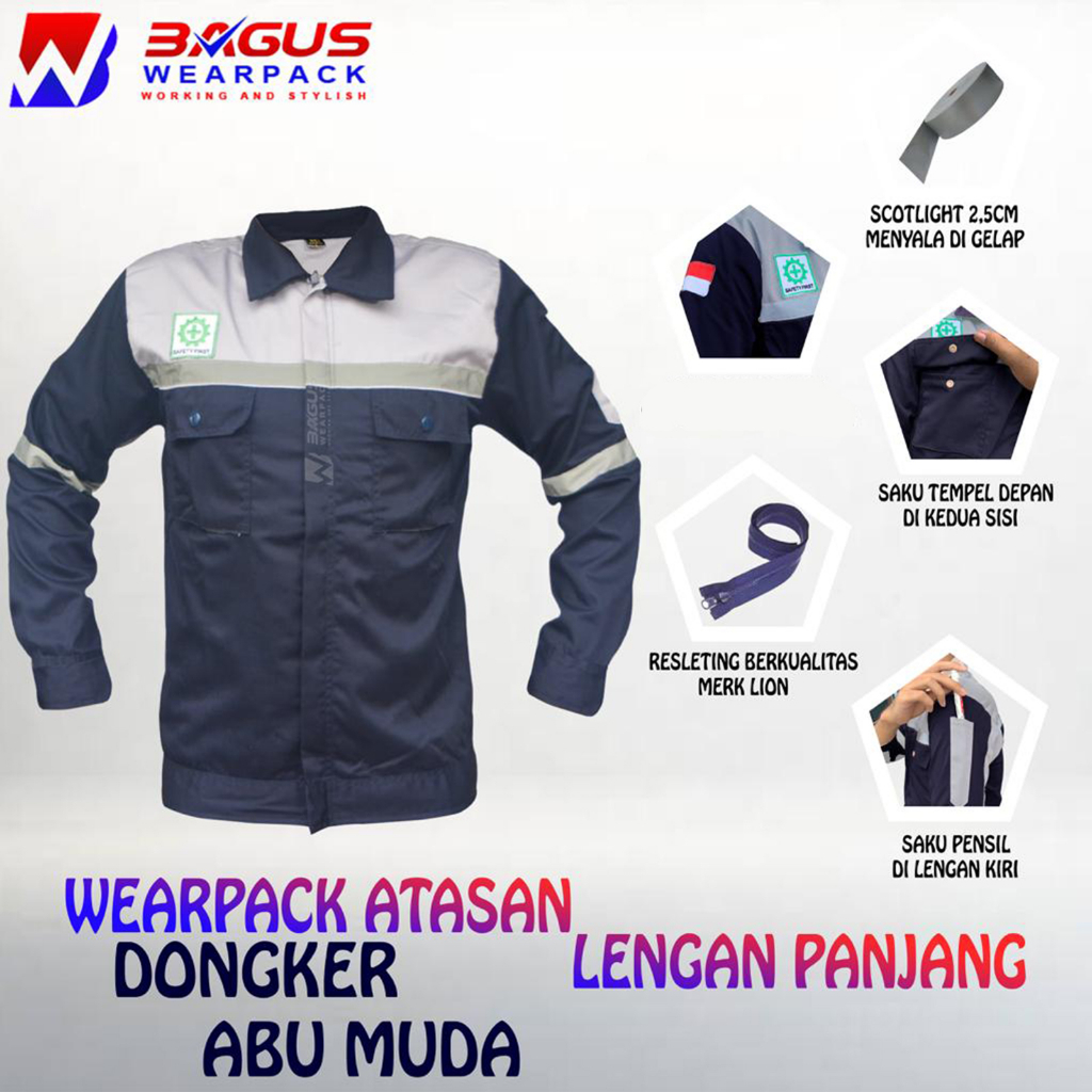 BAJU PROYEK KEREN / BAJU KERJA PRIA PROYEK / BAJU KERJA PIRA LAPANGAN / BAJU WEARPACK LENGAN PANJANG / BAJU WEARPACK / WERFAK PRIA KERJA / BAJU WEARPACK KERJA PROYEK / WEARPACK PROYEK / WEARPACK PRIA KEREN / BAJU PROYEK LENGAN PANJANG / DONGKER ABUMUDA