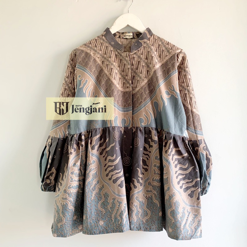 Blouse Batik Pastel Kahiyang | Blus Batik Abstrak | Baju Wanita Seragam Kerja Kekinian