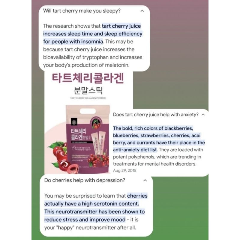 🇰🇷ENZYME COLLAGEN MELATONIN Tart Cherry Low Molecular Fish Collagen Powder Stick ECERAN 1 SACHETS