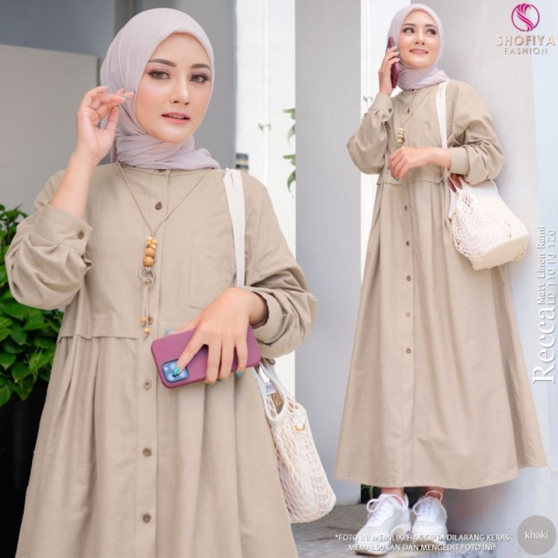 [BARU] RECCA BY SHOFIYA MIDI DRESS CANTIK LD 110 KANCING AKTIF