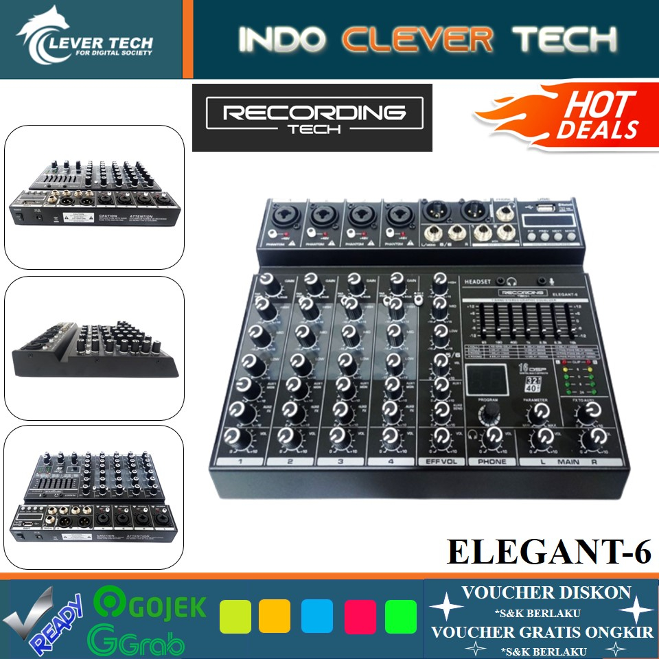 Recording Tech Elegant 6 Professional 6 Channel Mixer with DSP FX