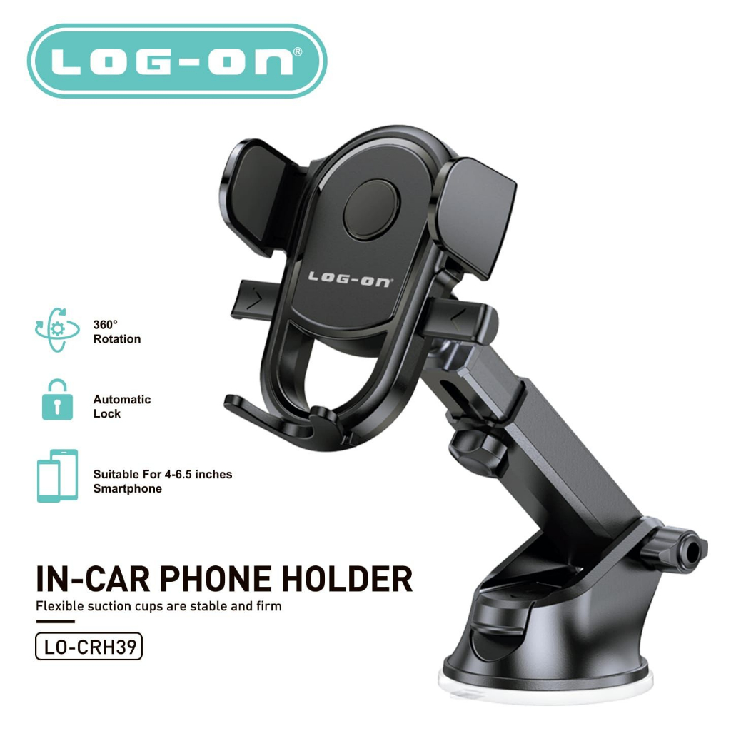 CAR PHONE HOLDER MOBIL LOG ON LO-CRH39 AUTOMATIC LOCK ROTATION 360 DUDUKAN HP MOBIL PREMIUM ORIGINAL BY SMOLL