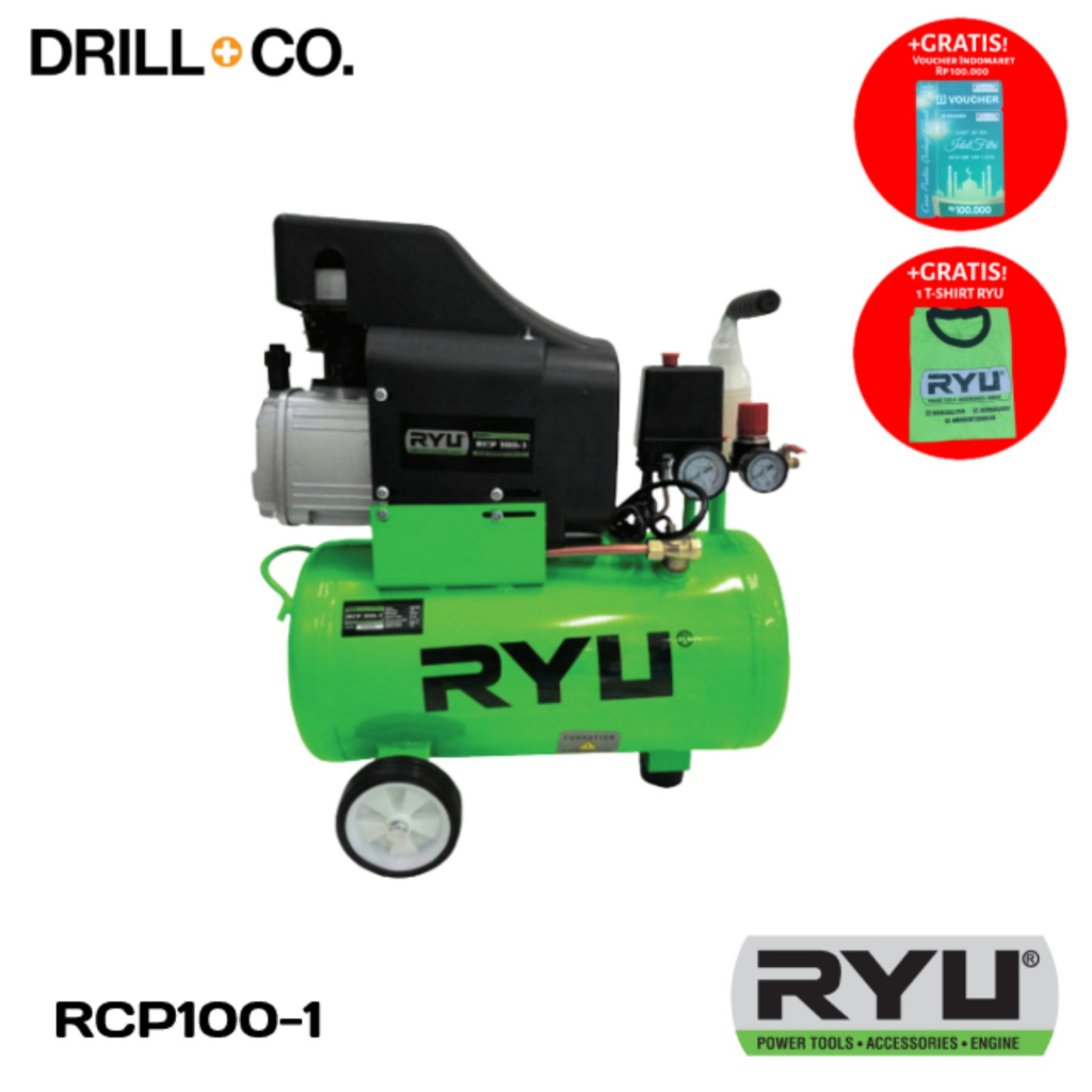 RYU RCP100-1 RCP 100-1 Kompresor 1 HP 1HP 24 Liter Portable Compressor