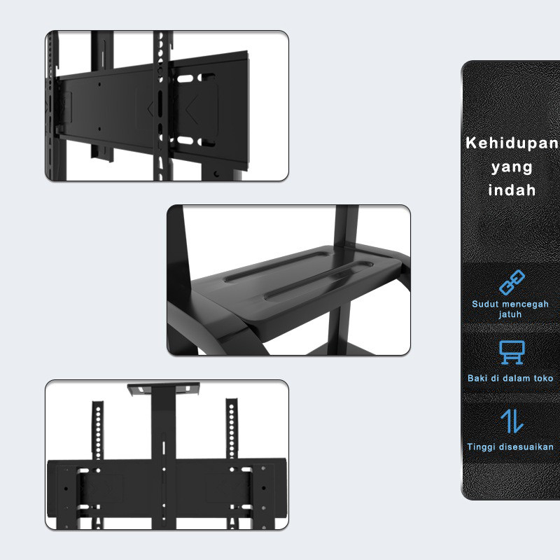 Bracket Standing TV roda dorong LED TV 32&quot;- 75&quot; + Tray PORTABLE RACK TC1700 Versi yang disempurnakan