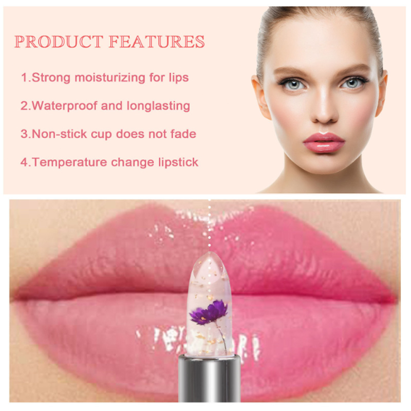 【COD】Lipstick Jelly Transparant Moisturizing Bunga Kering Pelembab Perbaikan Lip Balm -CH