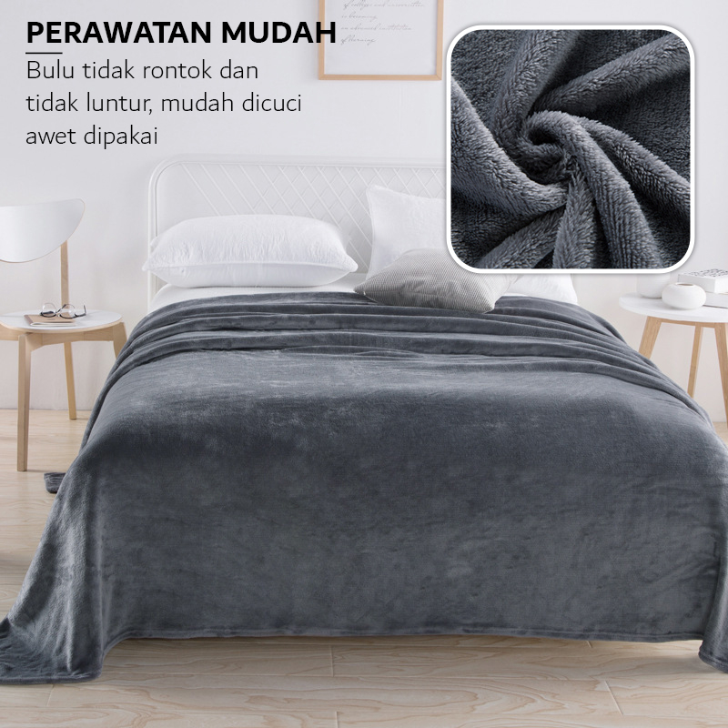 Selimut Bulu Polos Jumbo Dewasa Tebal Halus Lembut Ukuran Super King 200x230cm Bahan Polyester Premium High Quality Perlengkapan Tidur Rumah Tangga Import Terbaru - CS - ComfortHomes