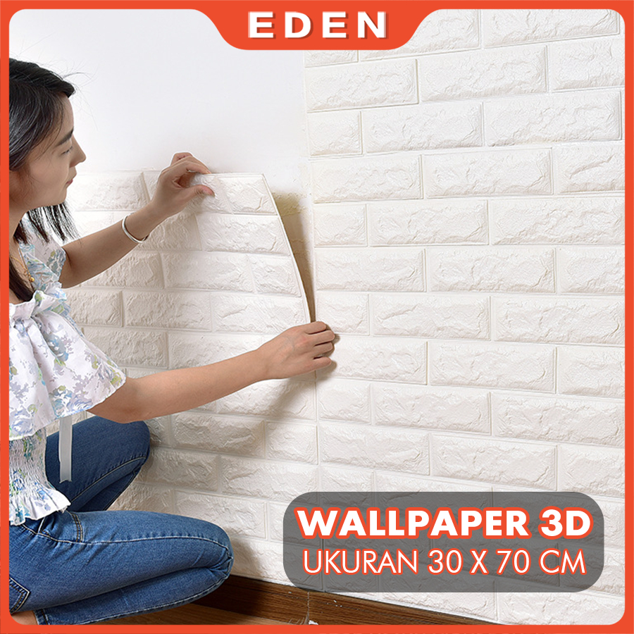 Wallpaper 3D Ukuran 30CM X 70CM Foam Bata wallpaper timbul Wallpaper busa Wallpaper Dinding Brickfoam Putih