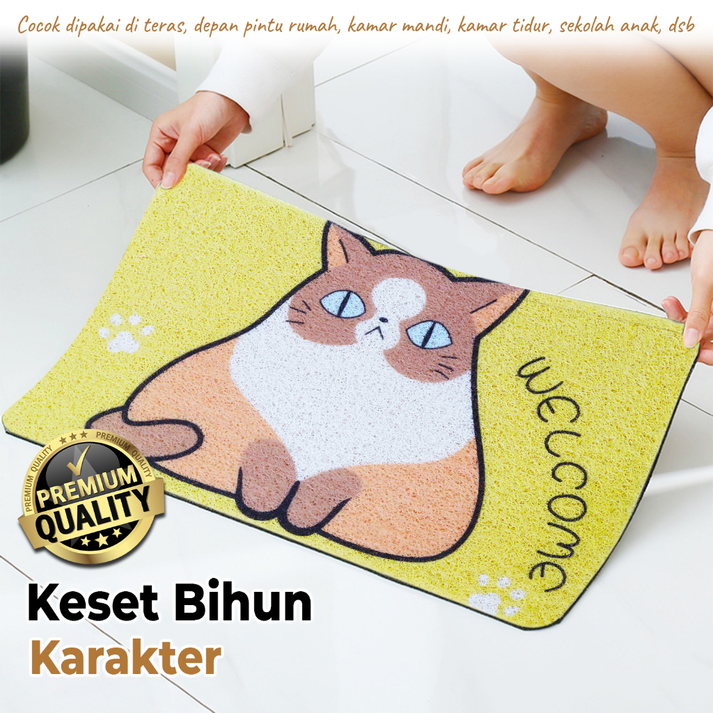 Keset Cushion Mat Ukuran 60cm x 40cm Keset Rumah Keset Kaki PVC Gambar Full Motif Hewan Terpopuler - D9A1