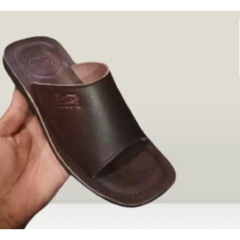 /garansi kulit/Sandal pria kulit asli tarumpah slip Bakiak selop kelom pria cowok dewasa casual terbaru trendy kekinian bagus branded 2022 original keren  hitam coklat muda tua  100%