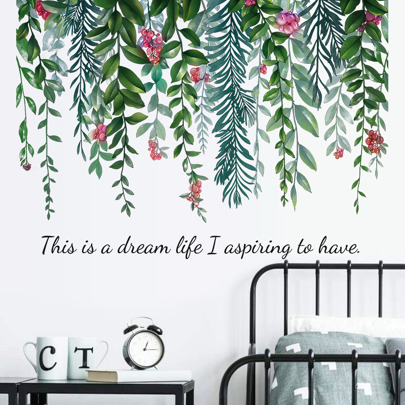 WALL STICKER STIKER SETIKER STICKER DINDING SALUR SULUR JUNTAI RAMBAT DAUN HIJAU POHON WALLPAPER WALPAPER HIASAN TEMBOK DEKORASI DECOR RUMAH MINIMALIS AESTHENTIC TEMPELAN DEKOR PINTU JENDELA KACA KAMAR MANDI WALLSTICKER DAUN RUANG TAMU KELUARGA @banyak