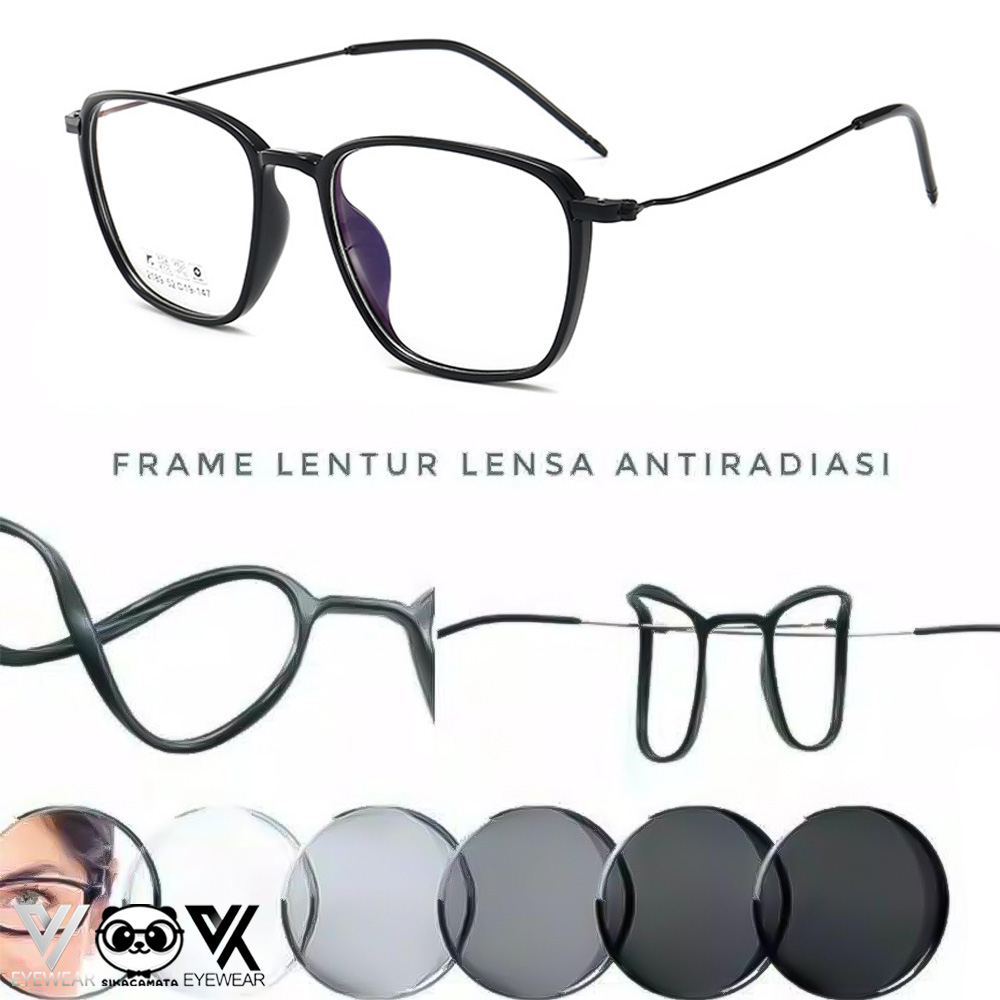 Kacamata PHOTOCROMIC 2189 Lensa berubah warna Anti Radiasi UV Sunglass Blueray Blulightcrmic Bluceromic Minus/Plus Korea Fashion Pria &amp; Wanita Kotak