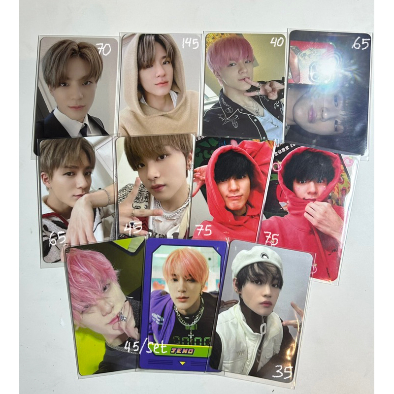 wts photocard nct (jeno selimut, mumo universe, mirror, acrylic game, yzy r1r2, matching game, kihno