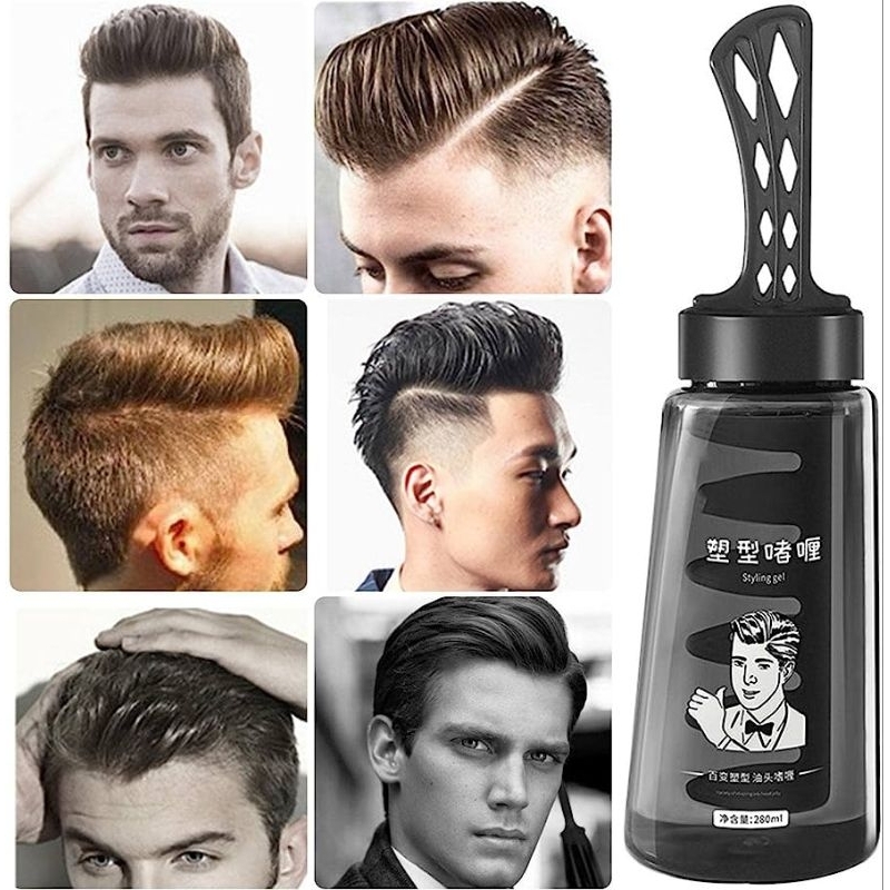 2 in 1 Hair Wax Styling Gel With Comb Rambut Berkilau Tidak Lengket Tahan Lama / 2 in 1 Gel Rambut Pria Termasuk Sisir / Gel Rambut Dengan Sisir / Gel Rambut Praktis Tahan Lama / Gel Rambut Pria Anti Lengket / Gel Rambut Pria Tahan Lama / Hair Wax Gel