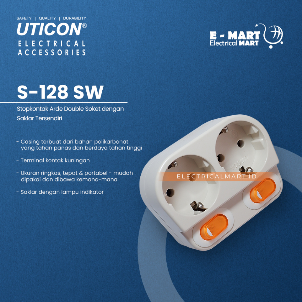 UTICON STOP KONTAK ARDE 2 LB + SAKLAR TERSENDIRI S-128 SW 128SW