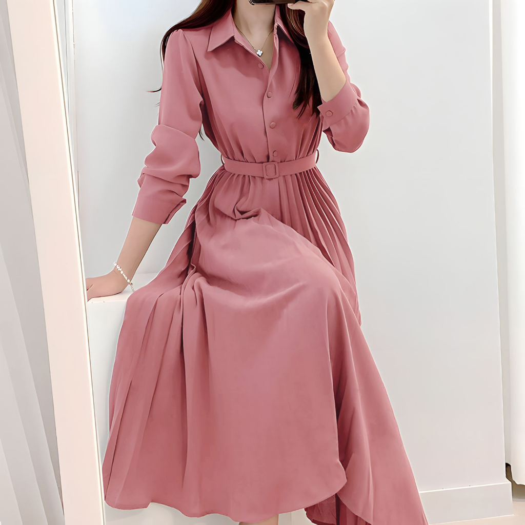 JONKA FASHION Dress Reine Dress Lengan Panjang Terbaru Casual Dress Cantik Ala Korea Gaun Panjang Fa
