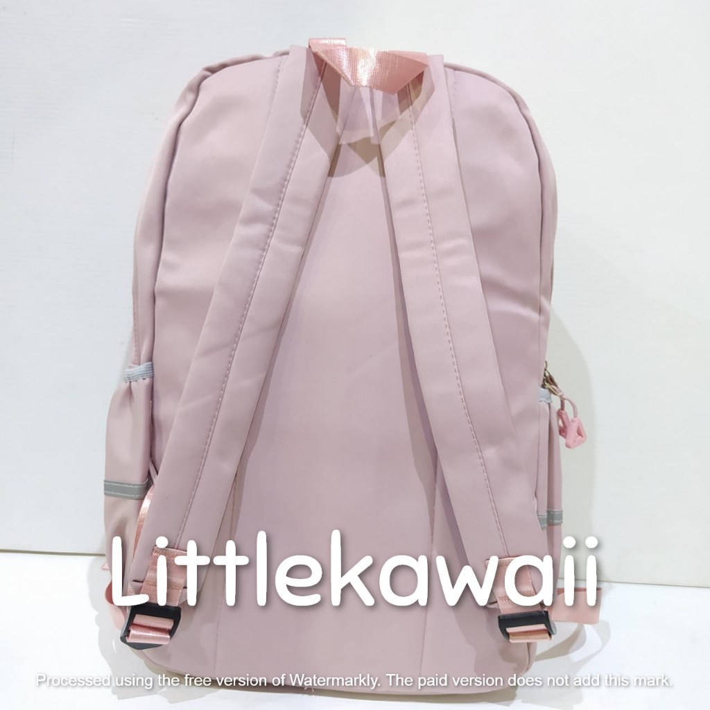 LK/Tas Ransel Laptop Backpack Parasut Sekolah Fashion Korean Style Anak Remaja Dewasa Hello Bear Weiidone Kantong Depan Import