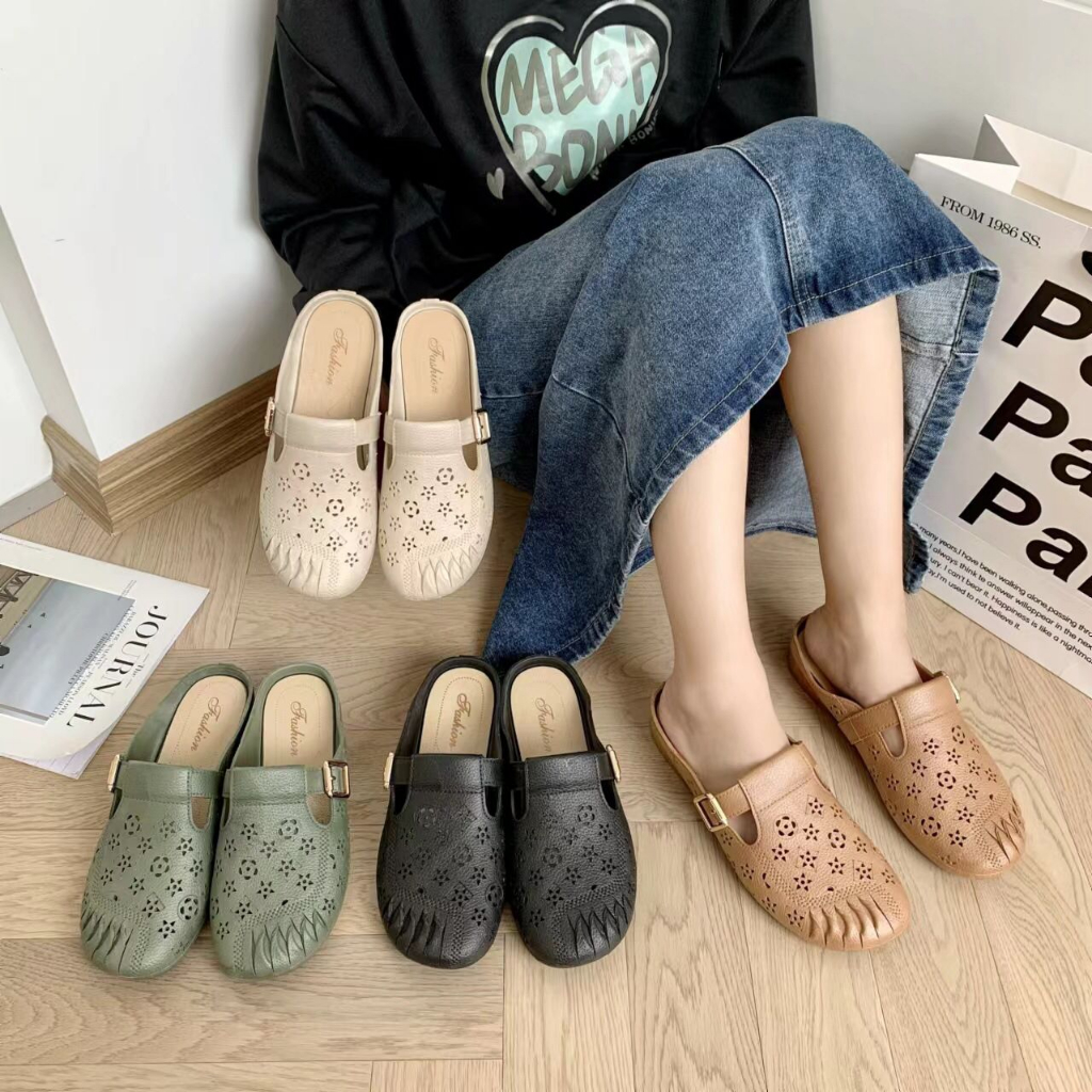 GROSIRTAS TG1737 Sandal Slop Hak Wanita Import Half Shoes Wanita Korean Kekinian