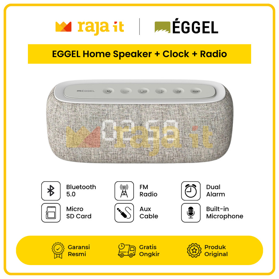 EGGEL Home Clock + Radio + Portable Bluetooth Speaker