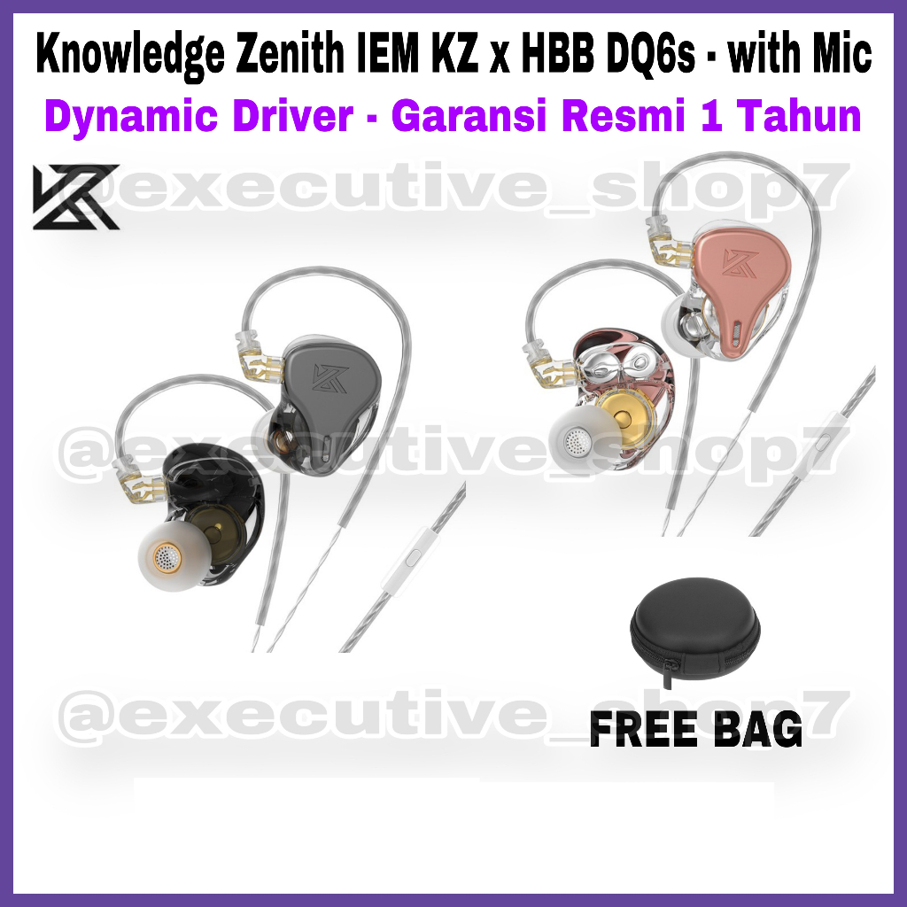 Knowledge Zenith IEM KZ x HBB DQ6s - with Mic - Dynamic Driver - Garansi Resmi 1 Tahun