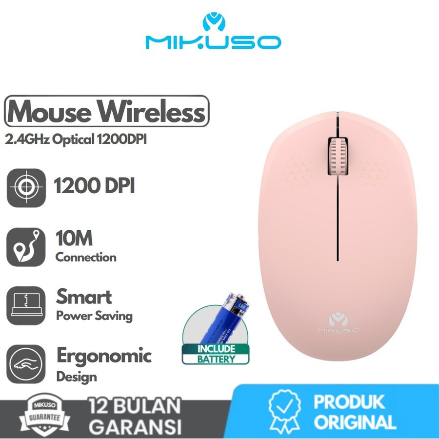 MIKUSO MOS-W080 Mouse Wireless USB 1200DPI 2.4Ghz Office Computer