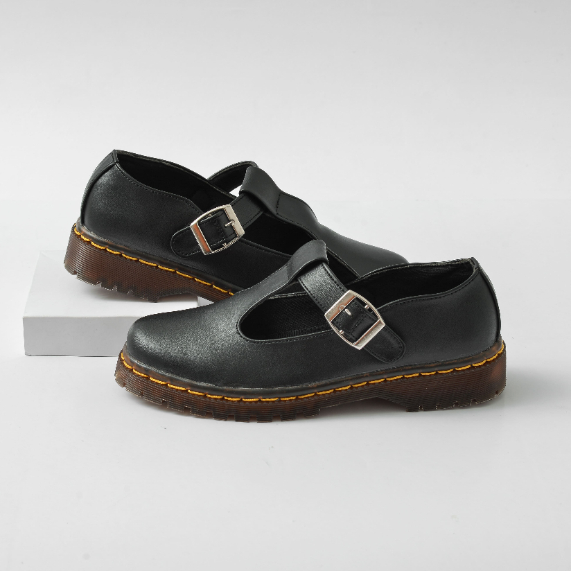 Sepatu Loafer Wanita Casual Docmart Kulit Formal Kerja Kantor Kuliah Loafers Wanita Original - Kyra Black