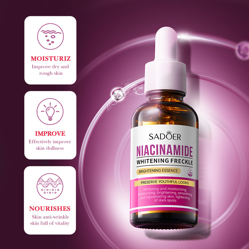 SADOER Nicotinamide Dark Spots Removal Whitening Serum Brighten Freckle Removal Essence 30ml
