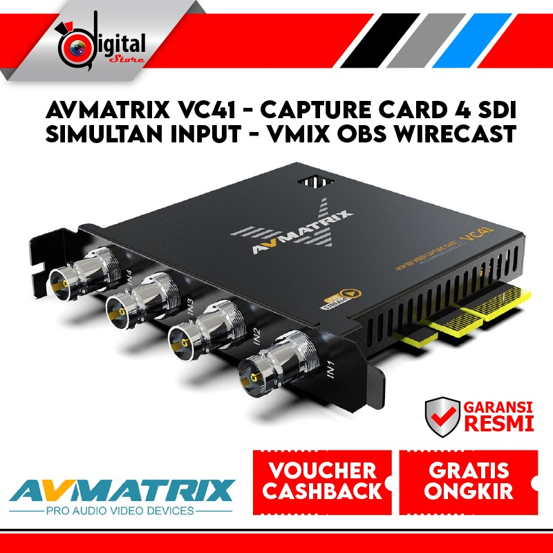 AVMATRIX VC41 - Capture Card 4 SDI Simultan Input - VMIX OBS Wirecast