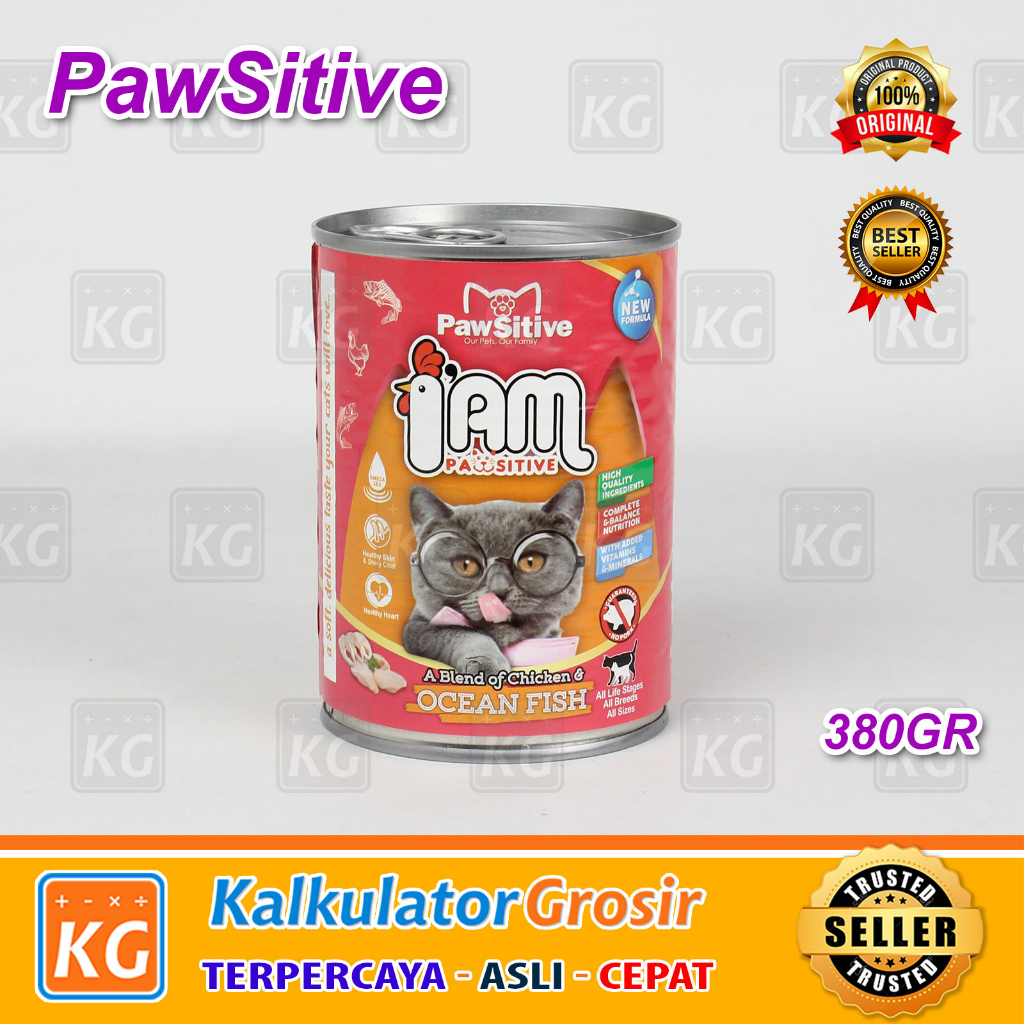 PAWSITIVE Kaleng 380gr Makanan Kucing Basah PAW SITIVE 380gram Wet Cat Food 380 gr Iams Kemasan Baru