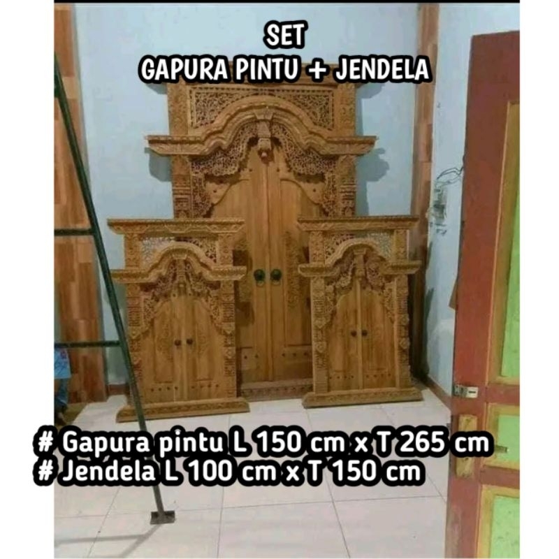 Set Gapura Pintu + Jendela 2 Biji Paket Murah Kayu Full Jati