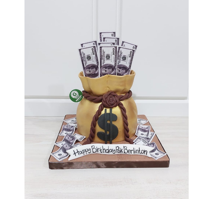 

CAKE TEMA MONEY / UANG UK 20CM / KUE ULANG TAHUN CUSTOME