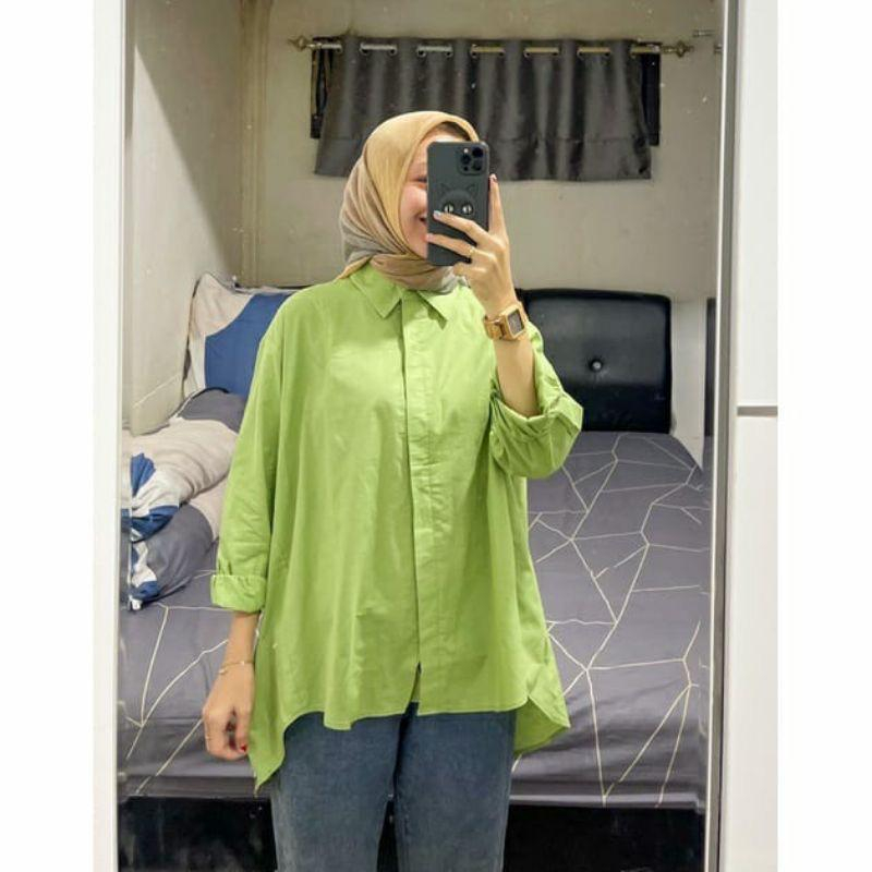 Blouse Top Atasan Wanita Katun linen Polos Premium Murah Oversize