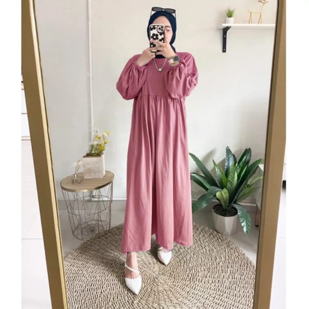 Balena Midi Dress ( SR 0017) Midi Dress Bahan Katun Rayon - Midi  Dres Polos Kekinian