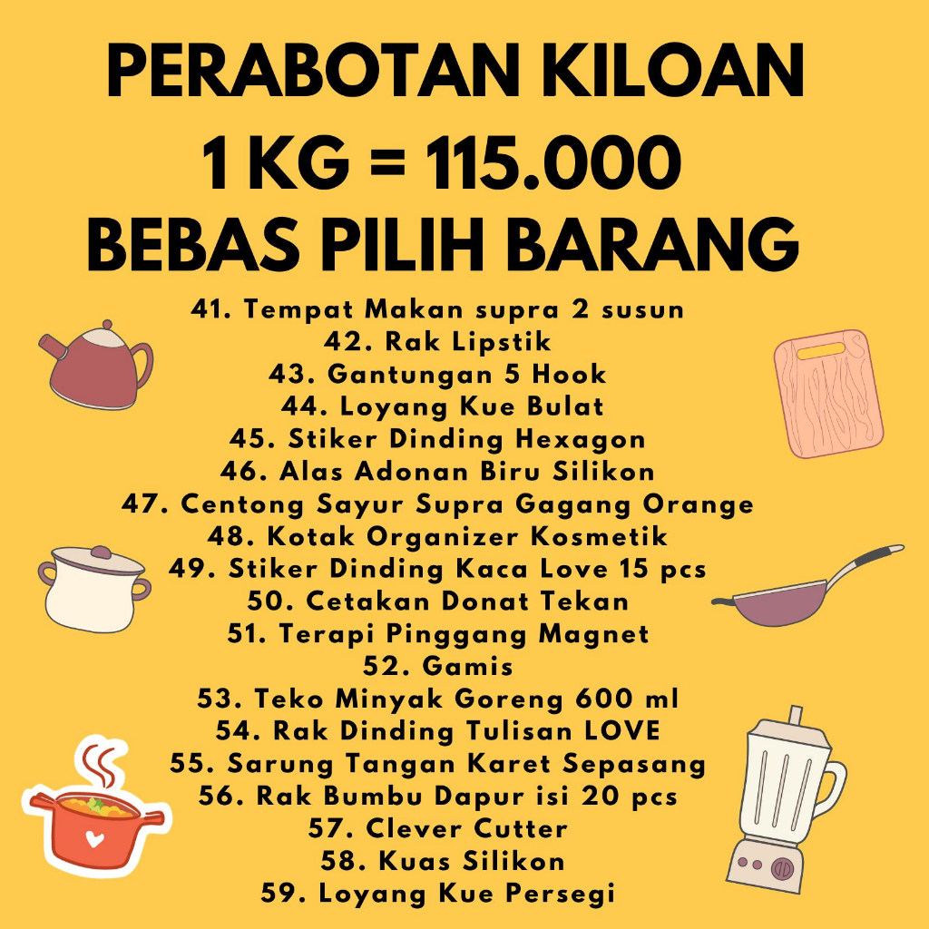 Paketan Perabotan Murah isi 1 Kg Peralatan Masak Terbaru Hadiah Pernikahan